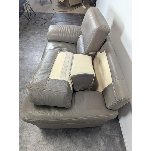 Vintage Grey Leather Sofa For Sale - Image 4 of 6