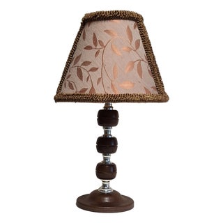 Vintage Table Lamp with Plastic Elements with Chrome-Plated Metal Rings and Fabric Shade by Aro-Leuchten, 1970s For Sale
