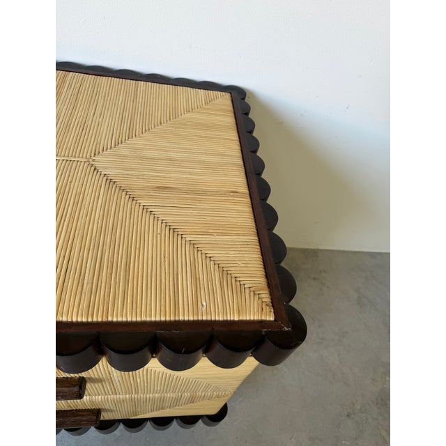 Brown John Hutton for Donghia Scallop Mahogany & Rush Cane Nightstand For Sale - Image 8 of 12