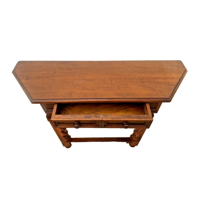 Gorgeous Vintage Sofa Table, Console, Barley Twist Legs, Cherry, Drawer, Hand Carved, Nade in Italy. 31" Tall x 48" wide x...