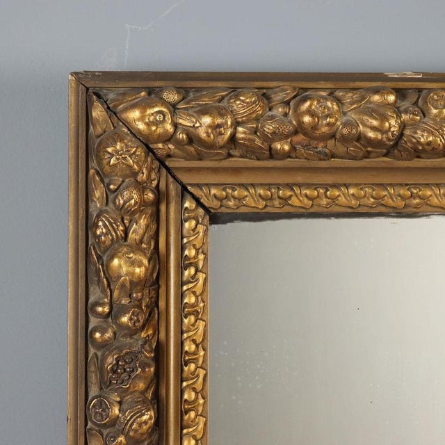 Mirror with Gilded and Carved Wooden Frame For Sale - Image 3 of 9