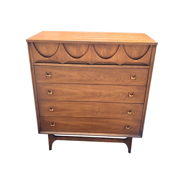 Broyhill Brasilia Broyhill Brasilia Tall Dresser Highboy in Vintage Mid Century Modern Style, Attributed For Sale - Image 4 of 12