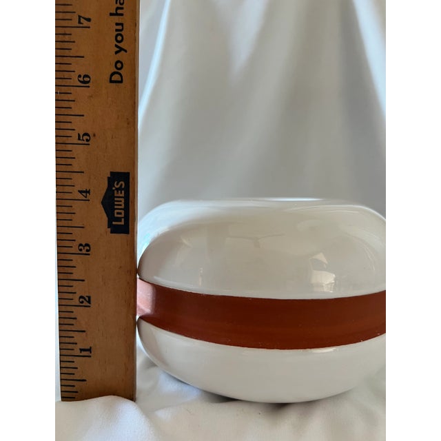 Mid Century Modern White Round Vase Made in Portugal For Sale - Image 4 of 7