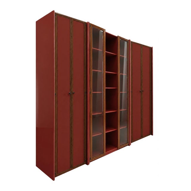 Mid-Century Italian Red Lacquered Modular Wall Unit by Afra & Tobia Scarpa, 1960s, Set of 3 For Sale - Image 9 of 9