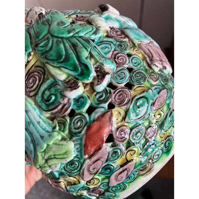 Green Late 19th Century Chinese Openwork Famille-Rose Porcelain Vase Signed For Sale - Image 8 of 10