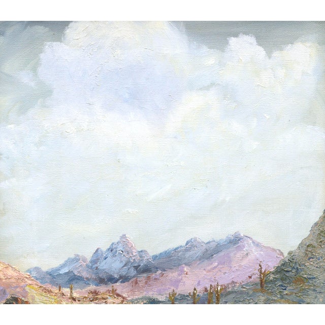 Textile Desert Mountain Landscape in Oil on Canvas by Cecil C. Hunter For Sale - Image 7 of 8