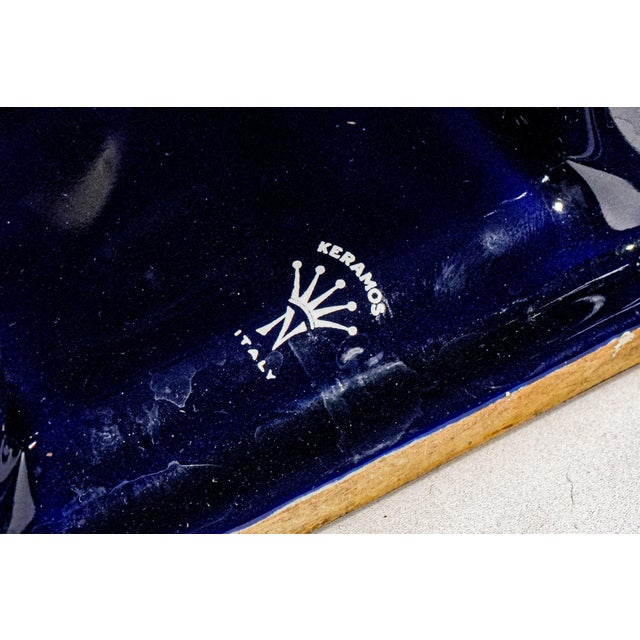 Ornate Decorative Pair Antique Italian Blue and Gold Hand Painted Urns Classical Scenes Mythology Home Decor For Sale - Image 18 of 18