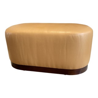 Oval Ottoman With Wood Base From Tomlinson For Sale