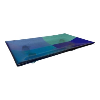 Signed Outi Turpeinen for Nuutajärvi Finnish Fused Art Glass Platter For Sale
