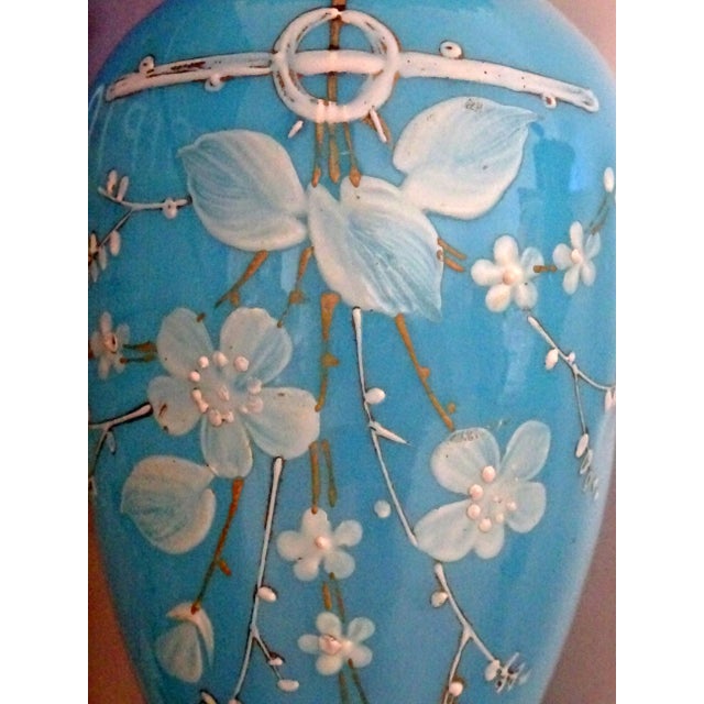 Aqua Painted Opaline Vases, 1900s, Set of 2 For Sale - Image 8 of 13