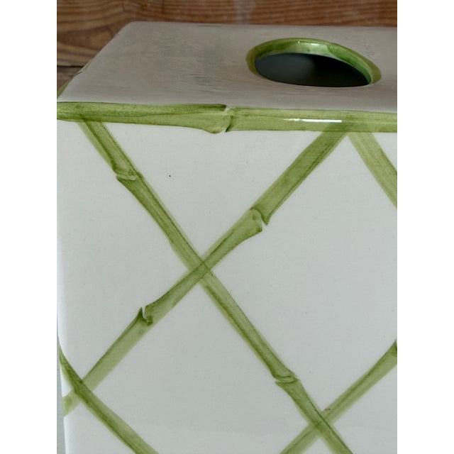 Italian Palm Tree Lattice Ceramic Tissue Box Cover by Mane Lion For Sale - Image 4 of 10
