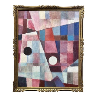 Original Vintage Abstract Oil Painting, Framed - Unknown Artist For Sale