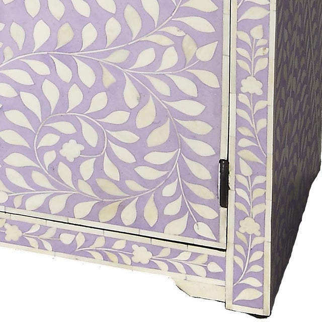 Boho Chic Vivienne 29 in. W Rectangular Bone Inlay 1 Drawer 2 Door Console Chest For Sale - Image 3 of 5