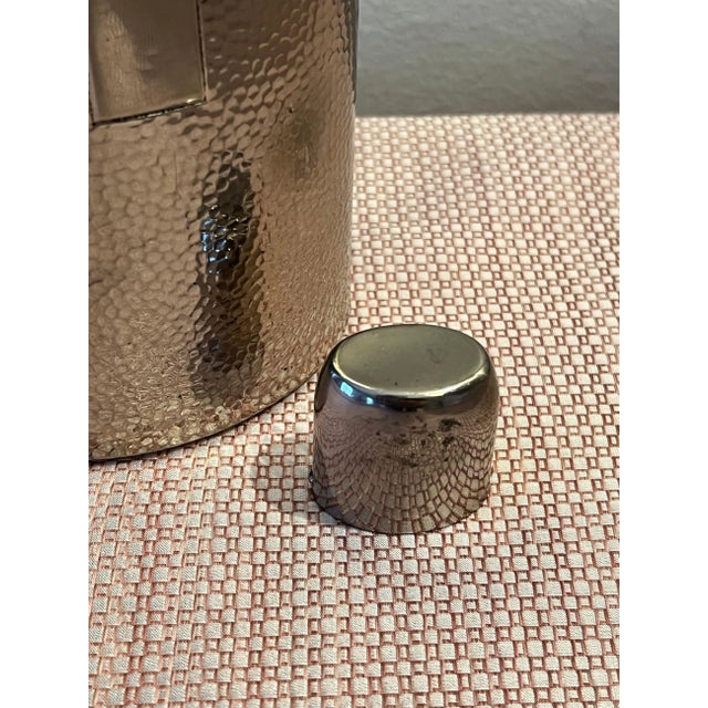 Hammered Silver Plate Hip Flask with Drinking Cup For Sale - Image 4 of 13