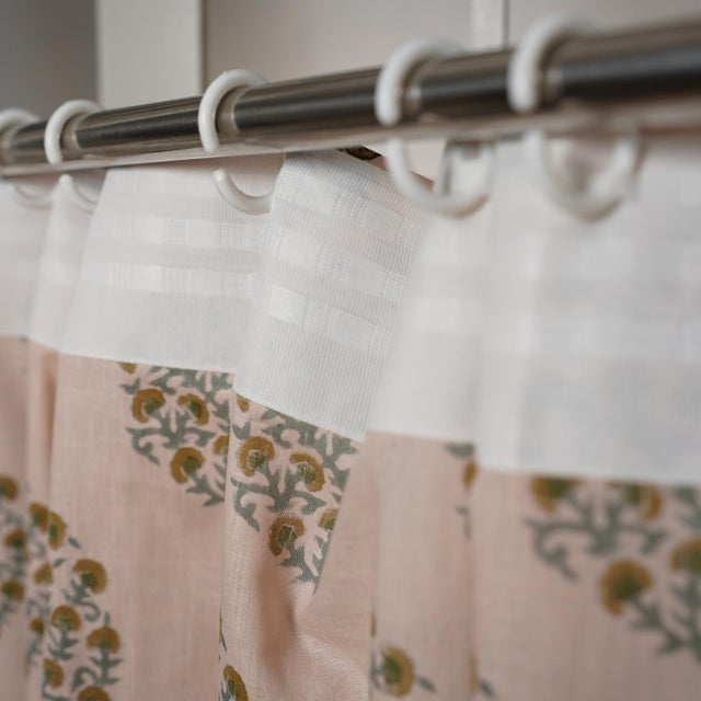 Artisan Colored Linen Curtains Farmhouse Style Handcrafted Drapes for Bedroom & Living Room Size 54"Wx63"L -Gudhal For Sale - Image 6 of 7