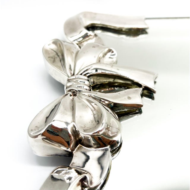 1980s Godinger Silver-Plated Bow & Ribbon Mirrored Vanity Tray — Hollywood Regency / Traditional / Shabby Chic For Sale In Houston - Image 6 of 18