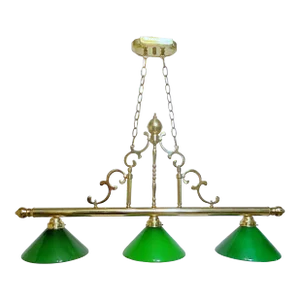 1950s French Green Gilded Bonce Billiard Lamp