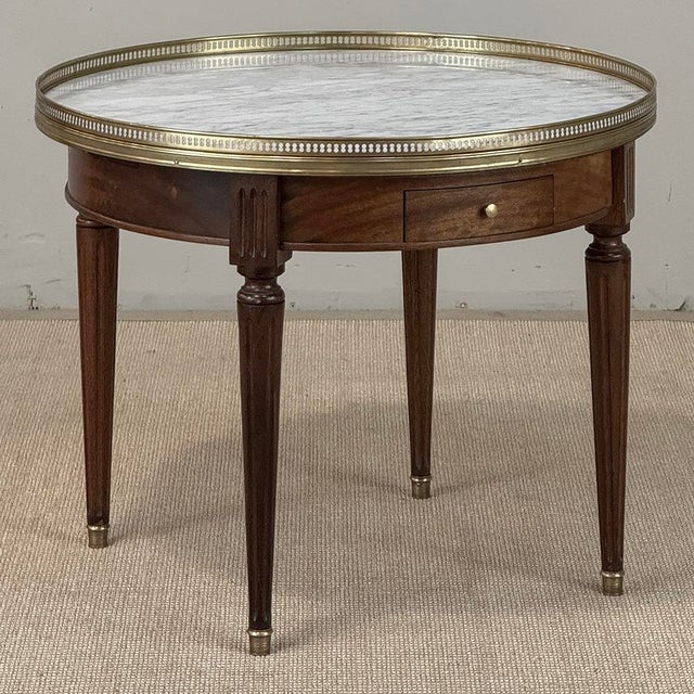 Antique French Louis XVI Mahogany Marble Top Bouillotte Table For Sale In Dallas - Image 6 of 18