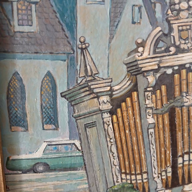 Delivering the Pipe Organ Oil on Canvas 1960s Original Illustration For Sale - Image 6 of 8