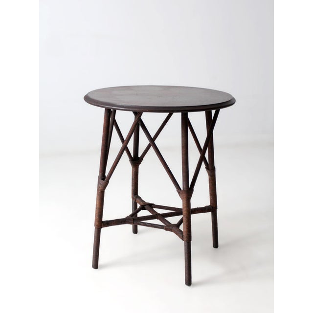 Wood Early 20th Century Wicker and Wood Side Table For Sale - Image 7 of 16