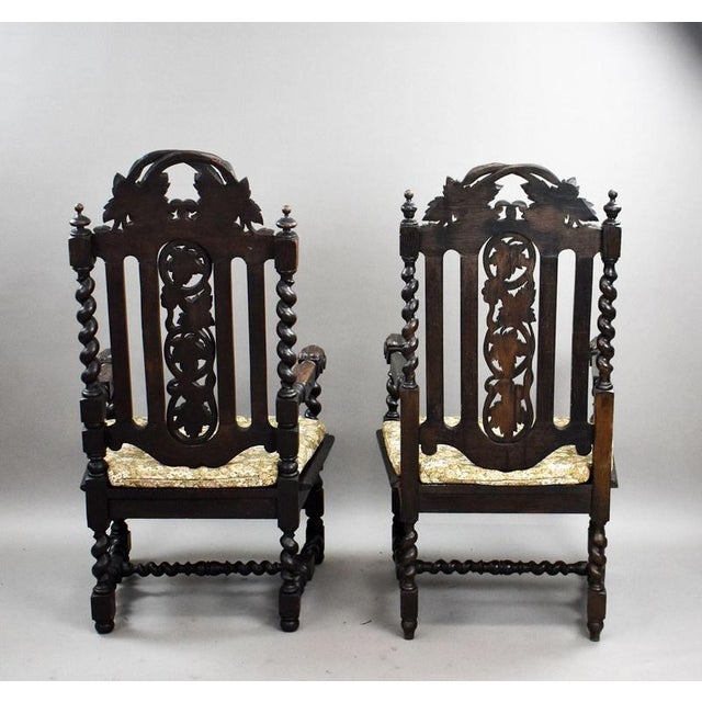 Antique Carved Throne Chairs, 1890, Set of 2 For Sale - Image 14 of 16