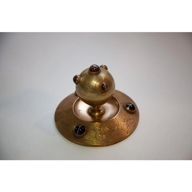 Early 1900s Arts and Crafts Brass Ship's Ink Well For Sale - Image 11 of 11