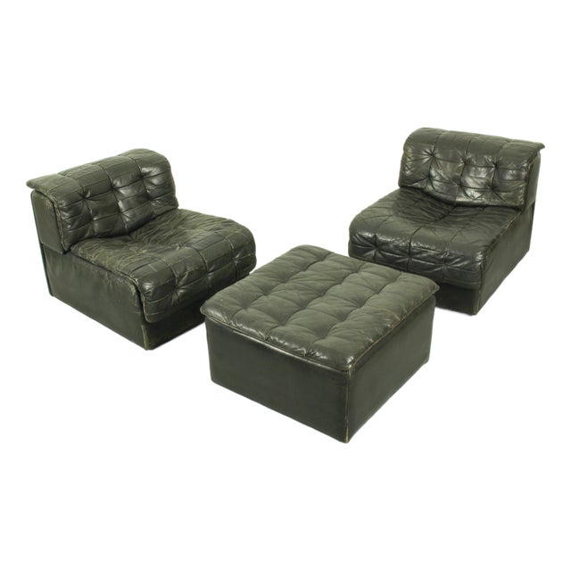 DS-11 Modular Lounge Set in Black Leather from de Sede, 1970s, Set of 3 For Sale