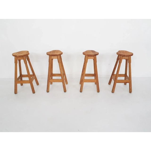 Wood Scandinavian Modern Pinewood Bar Stools, 1970s, Set of 4 For Sale - Image 7 of 13