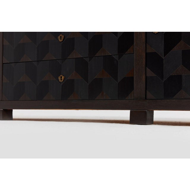 Brutalist Dark Oak Craftsmanship Sideboard with Brass Accents, Germany, 1960s For Sale - Image 14 of 16