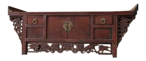 Chinese Long Exotic Hand Carved Wooden Drawers Altar Table