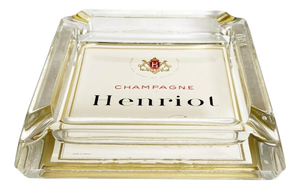 Henriot Champagne Ashtray, Thick Glass, Square Design, France, 1960s