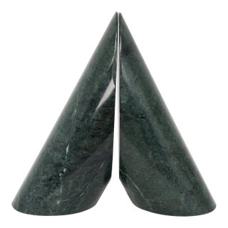 Vintage Pier One Green Marble Bookends, Pair For Sale
