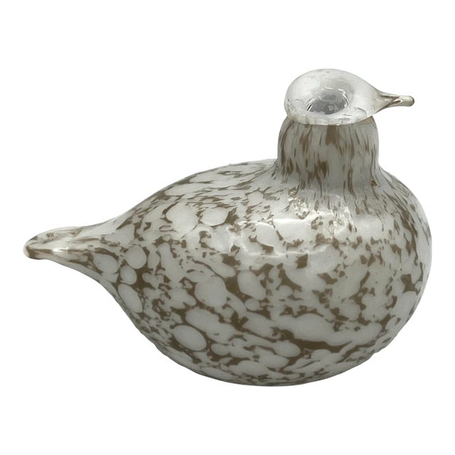1980s Oiva Toikka Art Glass Willow Grouse Toikka Nuutajarvi Finland White & Gary For Sale