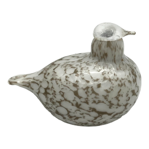 1980s Oiva Toikka Art Glass Willow Grouse Toikka Nuutajarvi Finland White & Gary