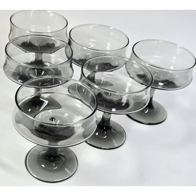 Smoky Grey Champagne Coupes- Set of Six For Sale - Image 10 of 12