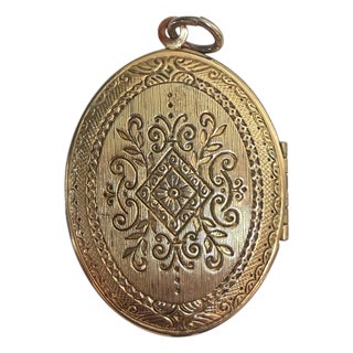Vintage Brass Locket Picture Charm For Sale