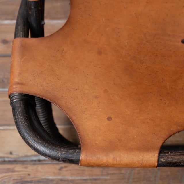 Italian Bamboo and Leather Lounge Chair, 1960s For Sale - Image 13 of 18