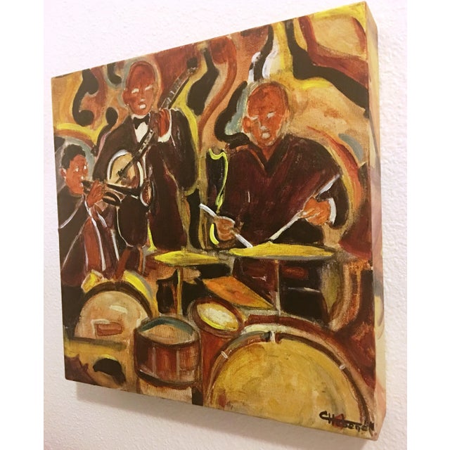 "Untitled" Watercolour on Canvas Painting, Signed by Cecile Hubene For Sale - Image 4 of 11