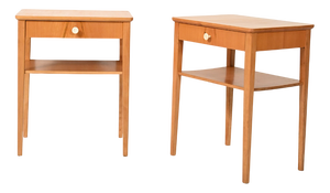 Scandinavian Beech Bedside Tables, 1950s, Set of 2