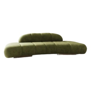 Le Croissant Modern Curved Sofa in Green For Sale