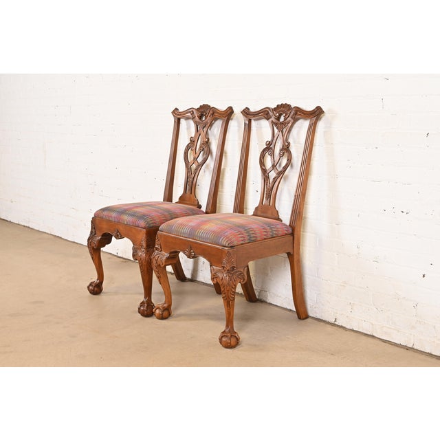Henredon Chippendale Carved Mahogany Side Chairs or Dining Chairs, Pair For Sale - Image 11 of 11