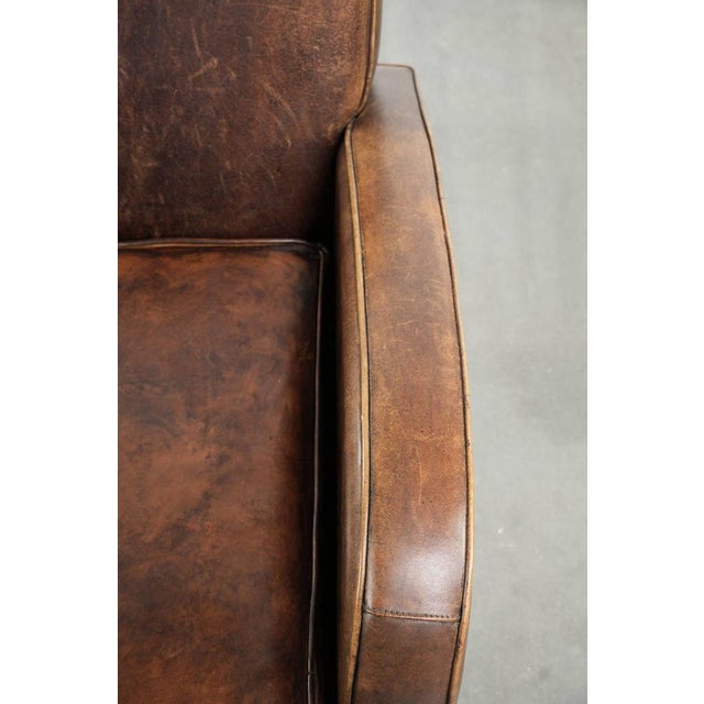 Brown Club Chair in Sheepskin Leather For Sale - Image 8 of 15