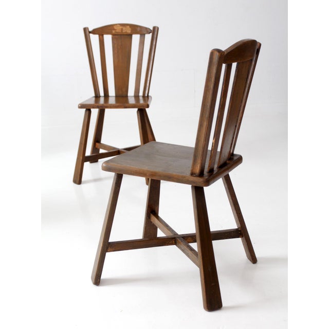 Mid-Century Folk Wood Dining Chairs Set of 4 For Sale - Image 13 of 17
