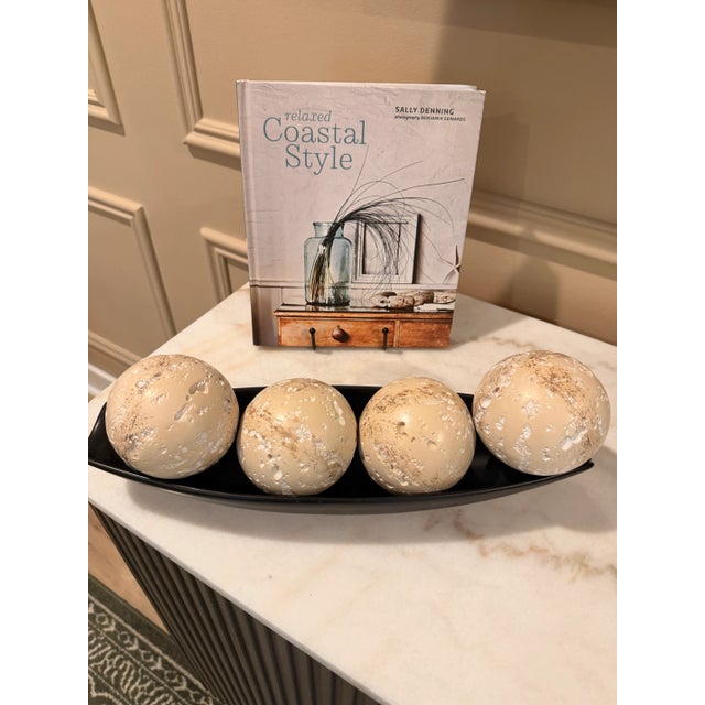 2020s Set of 4 Jaru Cast Stone Textured Decorative Spheres For Sale - Image 5 of 5