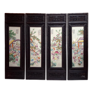 A Quartet of Chinese Porcelain Bai Zi Tu Plaques