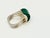 1980s Vintage Art Deco Boho Chic Sterling Silver & Malachite Cocktail Ring, Size 7. For Sale - Image 6 of 11