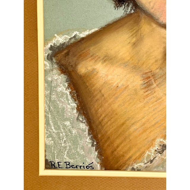 Mid 20th Century 1950’s Hollywood Regency Original Pastel of a Young Woman Signed by Artist For Sale - Image 5 of 15