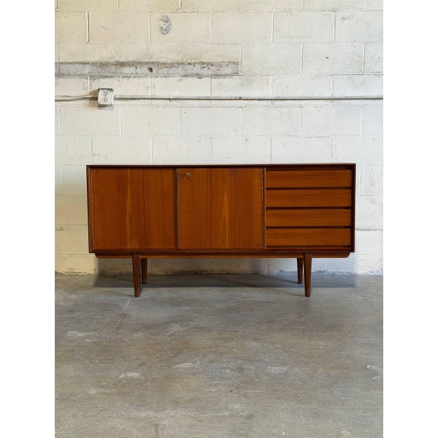 Teak Sideboard Credenza With Tapered Legs Crafted in Norway Mid-Century Modern 1960s For Sale - Image 9 of 10