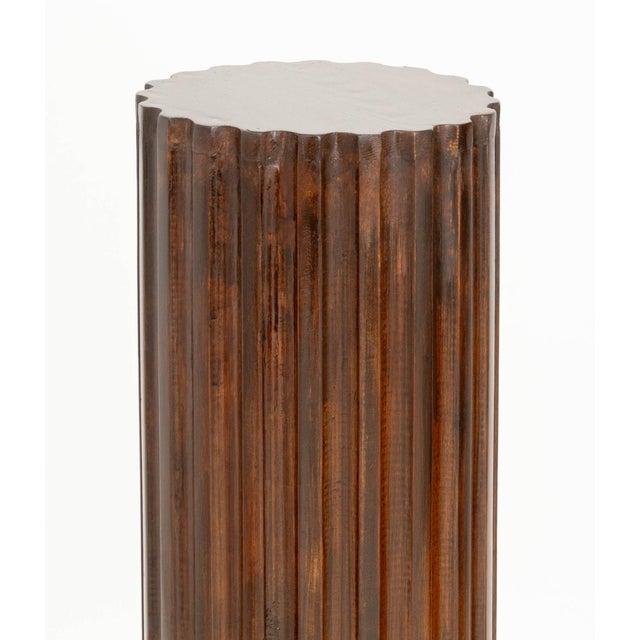 Pair of Neoclassical Style Fluted Mahogany Display Pedestals. 49.75" H x 13" Diameter. Provenance: From a West End Avenue...