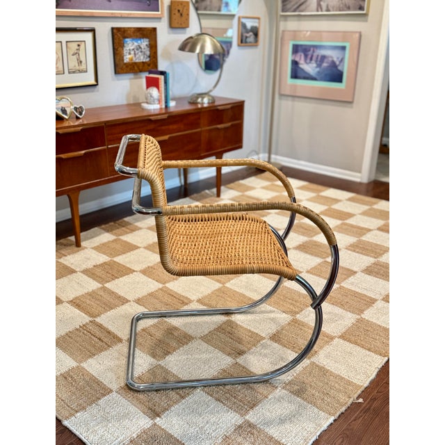 A Chrome and Wicker Mr20 Armchair Attributed to Ludwig Mies Van Der Rohe for Stendig, Circa 1960-70s, Made in Italy For Sale - Image 11 of 12